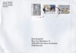 TIMBRES - STAMPS - LETTRE DE GRÉCE POUR PORTUGAL - TIMBRES 2009 ET 2010 - ART - Covers & Documents