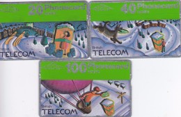 UK, BTC-029 - 031, Set Of 3 Cards, Christmas 1990, 2 Scans - BT Emissions Générales