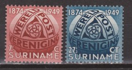 Suriname 278 - 279 MNH ; Wereldpostvereniging, World Post Organisation 1949 PLAATFOUT - Plaatfouten En Curiosa