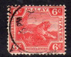 Malaya FMS GV 1922-34 6c Scarlet Leaping Tiger, Used (SG 64) - Federated Malay States