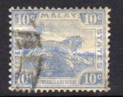 Malaya FMS GV 1922-34 10c Blue Leaping Tiger, Used (SG 65) - Federated Malay States