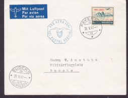 Switzerland LUFTPOST Label PRO AERO Vol Postal Special 1st Flight PAYERNE 1941 Cover Lettera BUOCHS Nidwalden - Primi Voli