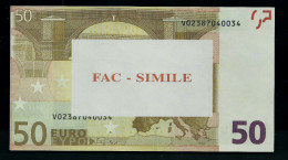 50 Euro Play Money "FAC-SIMILE" Billet Scolaire, Educativ, Size 140 X 78, RRRRR, UNC, Unkn. Printer - Autres & Non Classés