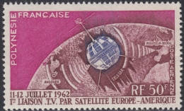 French Polynesia 1962 Airmail Issue: Telstar. Mi 23 MNH - Unused Stamps