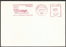 Germany Dortmund 26.8.1972. Olympic Games Munich 1972 / Health Insurance / Machine Stamp - Verano 1972: Munich