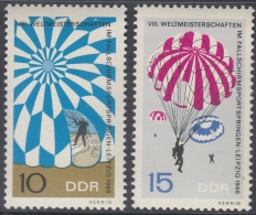 DDR 1966 Parachute Jumping World Championships. Mi 1193-1194 MNH - Tuffi