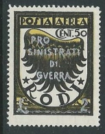 1944 OCCUPAZIONE TEDESCA EGEO POSTA AEREA 50 CENT MH * - K120 - Egeo (Ocu. Alemana)