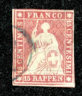 10002  Switzerland 1854 Zumstein #24A  (o)  Michel #15 I B - Gebraucht