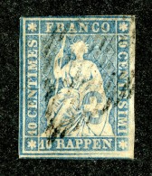 10008  Switzerland 1854-55 Zumstein #23B  (o)  Michel #14 IIAym - Oblitérés