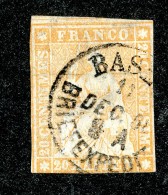 10020  Switzerland 1854-55 Zumstein #25B  (o)  Michel #16 IIAym - Usados