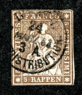 10022  Switzerland 1855 Zumstein #22C  (o)  Michel #13 IIAyn - Usati