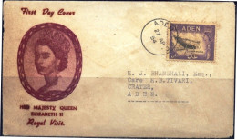 BOATS-DHOW BUILDING-FDC-ROYAL VISIT-H.M.Q.E-II-ADEN-1954-SCARCE-BX1-220 - Other (Sea)