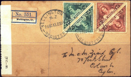 NEW ZEALAND-CENSORED COVER-WITH TETE-BECHE PAIRS-POSTED TO CEYLON-1943-SCARCE-BX1-228 - Covers & Documents