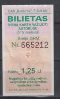 Lithuania Bus Ticket One-way Ticket 2014 Siauliai - Europe