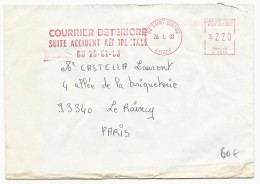 1988 - RARE ENVELOPPE De L'ACCIDENT De L'AEROPOSTALE Du 29-01-88 De ST GIRONS (ARIEGE) Pour PARIS Avec EMA - Ramppost