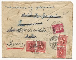 1946 - ALGERIE - ENVELOPPE De EL ARROUCHE (CONSTANTINE) Pour LAUSANNE (SUISSE) REEXPEDIEE TAXE Dont "ANNULE" - GANDON - Cartas & Documentos