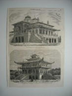 GRAVURE 1864. ARCACHON. CASINO DES BAINS DE MER, PAVILLON TURC. VUE DU BUFFET, PAVILLON CHINOIS......... - Prints & Engravings