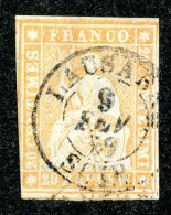 10053  Switzerland 1857 Zumstein #25F  (o)  Michel #16 II Bzm  Thin Paper - Oblitérés