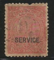 India, Used, TRAVANCORE ANCHEL  Service Overprinted On 8 CASH, As Per Scan, - Travancore