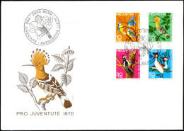 BIRDS-SET OF 4 ON FDC-PICTORIAL CANCEL-SWITZERLAND-1970-BX1-255 - Spechten En Klimvogels