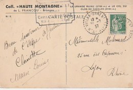 CACHET A DATE PERLE  - VILLAR-D'ARENC - HTES ALPES -24-7-1937 - SUR CARTE  - - 1921-1960: Moderne