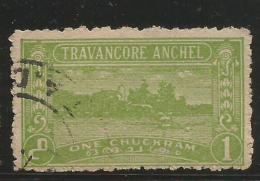 India, Used, TRAVANCORE ANCHEL One Chuckrams, As Per Scan, - Travancore