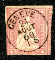 10075  Switzerland 1862 Zumstein #24G  (o)  Michel #15 IIBym - Usados