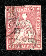 10076  Switzerland 1862 Zumstein #24G  (o)  Michel #15 IIBym - Oblitérés