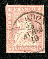 10077  Switzerland 1862 Zumstein #24G  (o)  Michel #15 IIBym - Usati