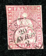 10078  Switzerland 1862 Zumstein #24G  (o)  Michel #15 IIBym - Gebraucht