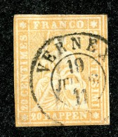 10082  Switzerland 1858-62 Zumstein #25G  (o)  Michel #16 IIBym - Oblitérés