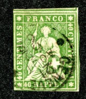 10086  Switzerland 1858-62 Zumstein #26G  (o)  Michel #17 IIBym - Used Stamps