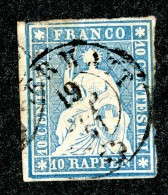 10093  Switzerland 1854-55 Zumstein #23C  (o)  Michel #17 IIAyo - Oblitérés