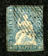 10101  Switzerland 1854 Zumstein #23A  (o)  Michel #14 I B - Used Stamps