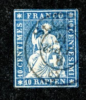 10108  Switzerland 1855 Zumstein #23C (o)  Michel #14 IIAyo - Usati