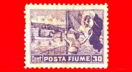 ITALIA - Nuovo  - Occupazione - FIUME - 1919 - Soggetti Vari, Scritta FIUME - Porto Di Fiume E Bandiera - 30 C. - Fiume & Kupa