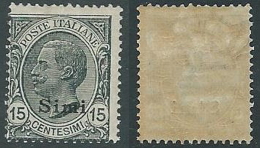 1921-22 EGEO SIMI EFFIGIE 15 CENT MH * - K147 - Aegean (Simi)