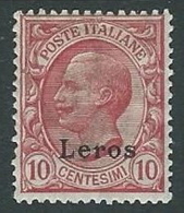 1912 EGEO LERO EFFIGIE 10 CENT MH * - K149 - Egeo (Lero)