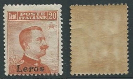 1917 EGEO LERO EFFIGIE 20 CENT MNH ** - K149 - Ägäis (Lero)