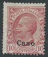 1912 EGEO CASO EFFIGIE 10 CENT MH * - K149 - Ägäis (Caso)