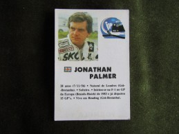 Calendrier De Poche - Pocket Calendar - Jonathan Palmer - 1985 - Automobile - F1
