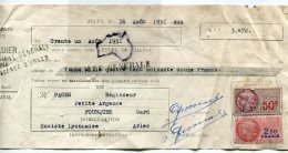 - Lettre De Change - Aôut 1951, Arles,  Julien GRIMALDIER, 2 Timbres, Pagés, Régisseur, Fourques, Scans. - Bank & Insurance