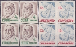 1956-193 CUBA. REPUBLICA. 1956. Ed.654-55. DIA DE LAS MADRES. MOTHER DAY. NO GUM. BLOCK 4. - Neufs