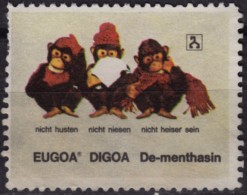 Chimpanzee Monkey - LABEL / CINDERELLA / VIGNETTE - Germany - EUGOA DIGOA Cold Flu / Medicine Drug Medicament - Chimpansees