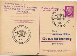 DDR P74 A Antwort-Postkarte ZUDRUCK BÖTTNER #1 Auf TELEFON ROESELARE Belgien 1971 - Briefomslagen - Ongebruikt