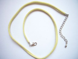 Neuf - Cordon En Daim Pour Pendentif Chainette Fermoir Longueur Réglable - Vert Anis Jaune - Necklaces/Chains