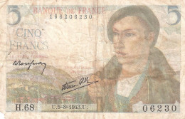 FRANCE - Billet De 5 Francs ''Berger" De 1943  (recto-verso) - 5 F 1943-1947 ''Berger''