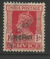 India GWALIOR Princely State,Gwalior  Ovpt.in Hindi KG VI 1 Anna, Used, As Per Scan - Gwalior