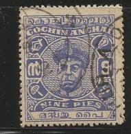 INDIA TRAVANCORE COCHIN STATE 9 PIES 1950, Anchal Dark Blue, As Per Scan - Cochin