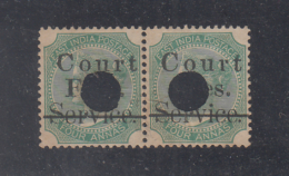 India  QV  4A  Pair SERVICE  Postage & Rvenue  Overprinted  COURT FEE # 90234 Inde Indien India  Fiscaux  Revenue - Other & Unclassified